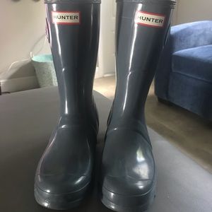 Size 8 Grey tall Hunter rain boots